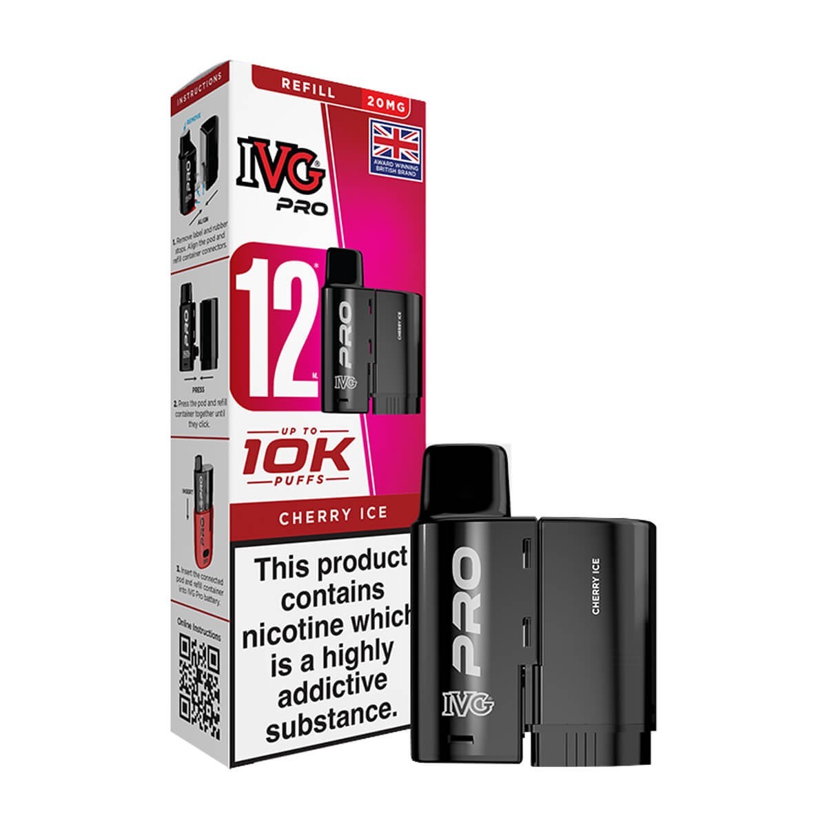 IVG Pro 12 Refill Pods | Prefilled Pods | 20mg E Cig | 10K Puffs Replacement Pod