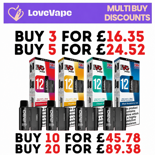 IVG Pro 12 Refill Pods | Prefilled Pods | 20mg E Cig | 10K Puffs Replacement Pod