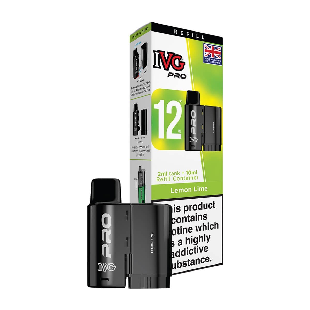 IVG Pro 12 Refill Pods | Prefilled Pods | 20mg E Cig | 10K Puffs Replacement Pod