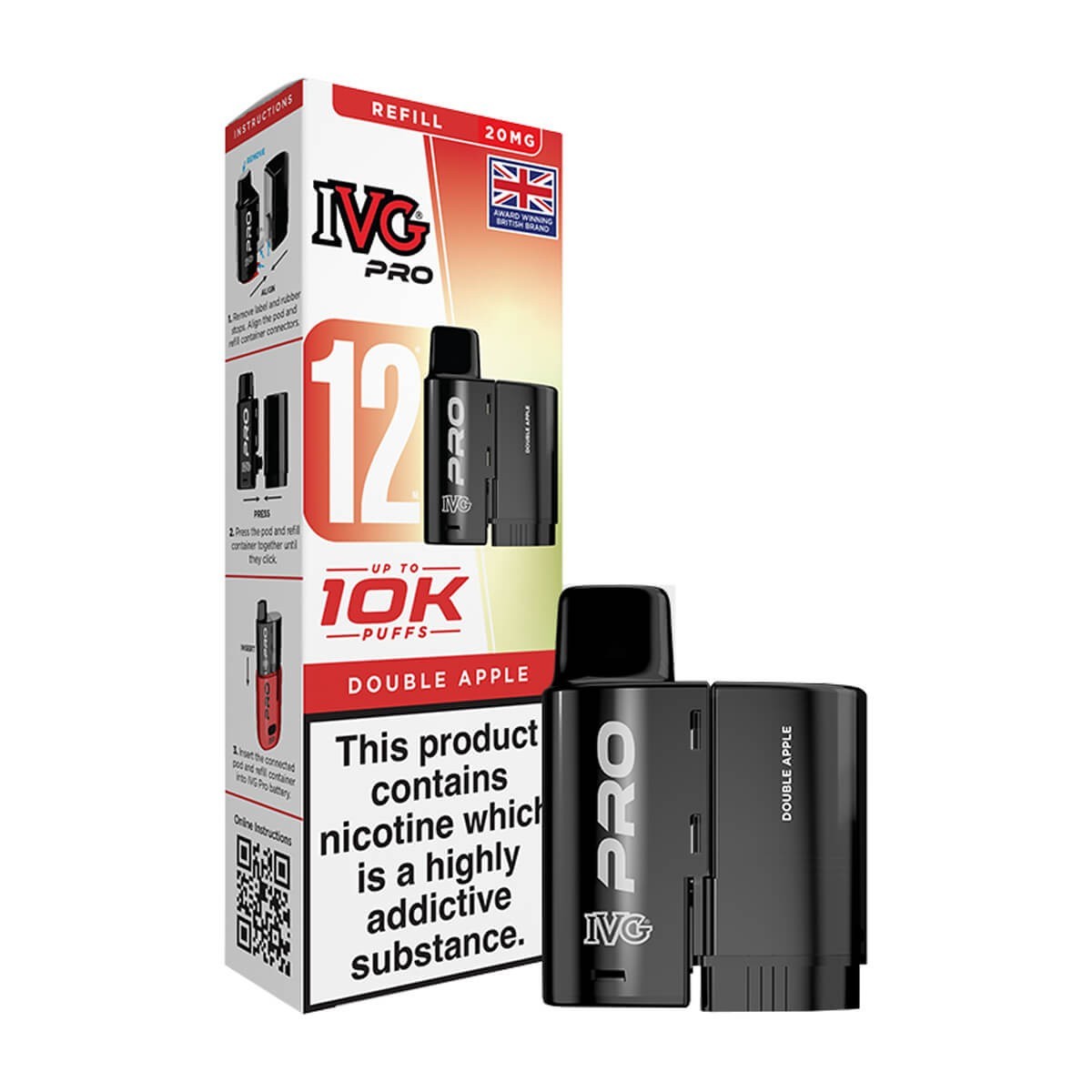 IVG Pro 12 Refill Pods | Prefilled Pods | 20mg E Cig | 10K Puffs Replacement Pod