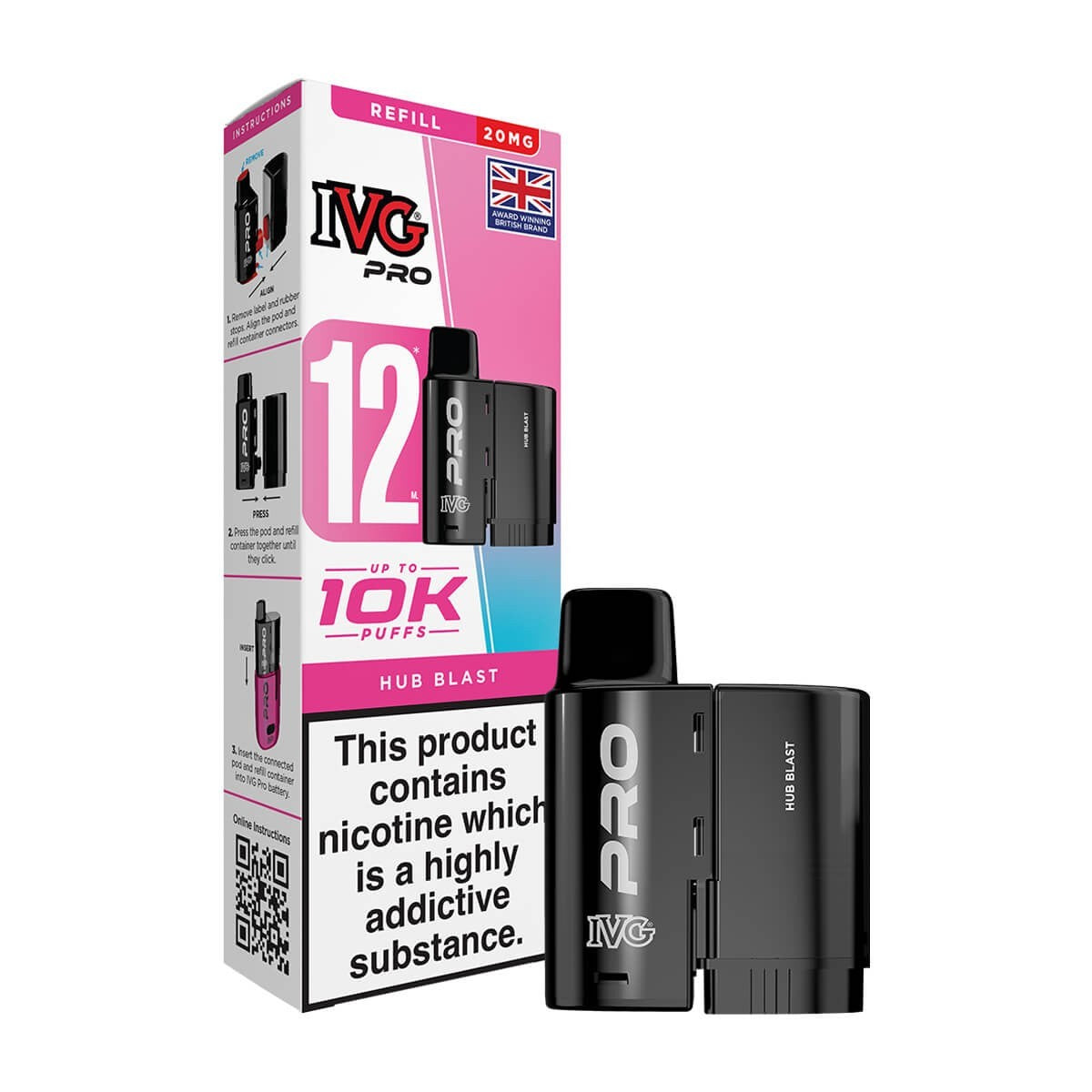 IVG Pro 12 Refill Pods | Prefilled Pods | 20mg E Cig | 10K Puffs Replacement Pod