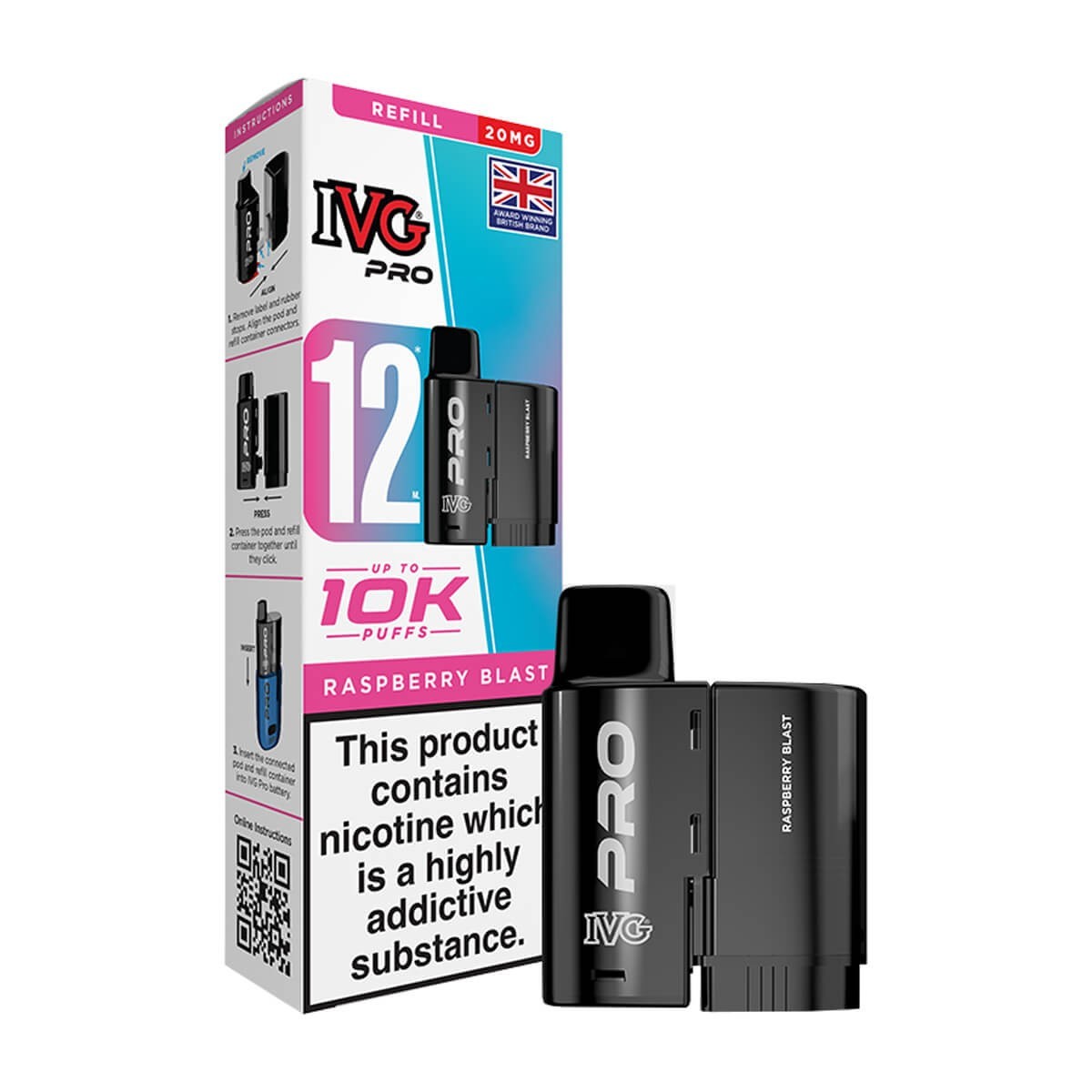 IVG Pro 12 Refill Pods | Prefilled Pods | 20mg E Cig | 10K Puffs Replacement Pod