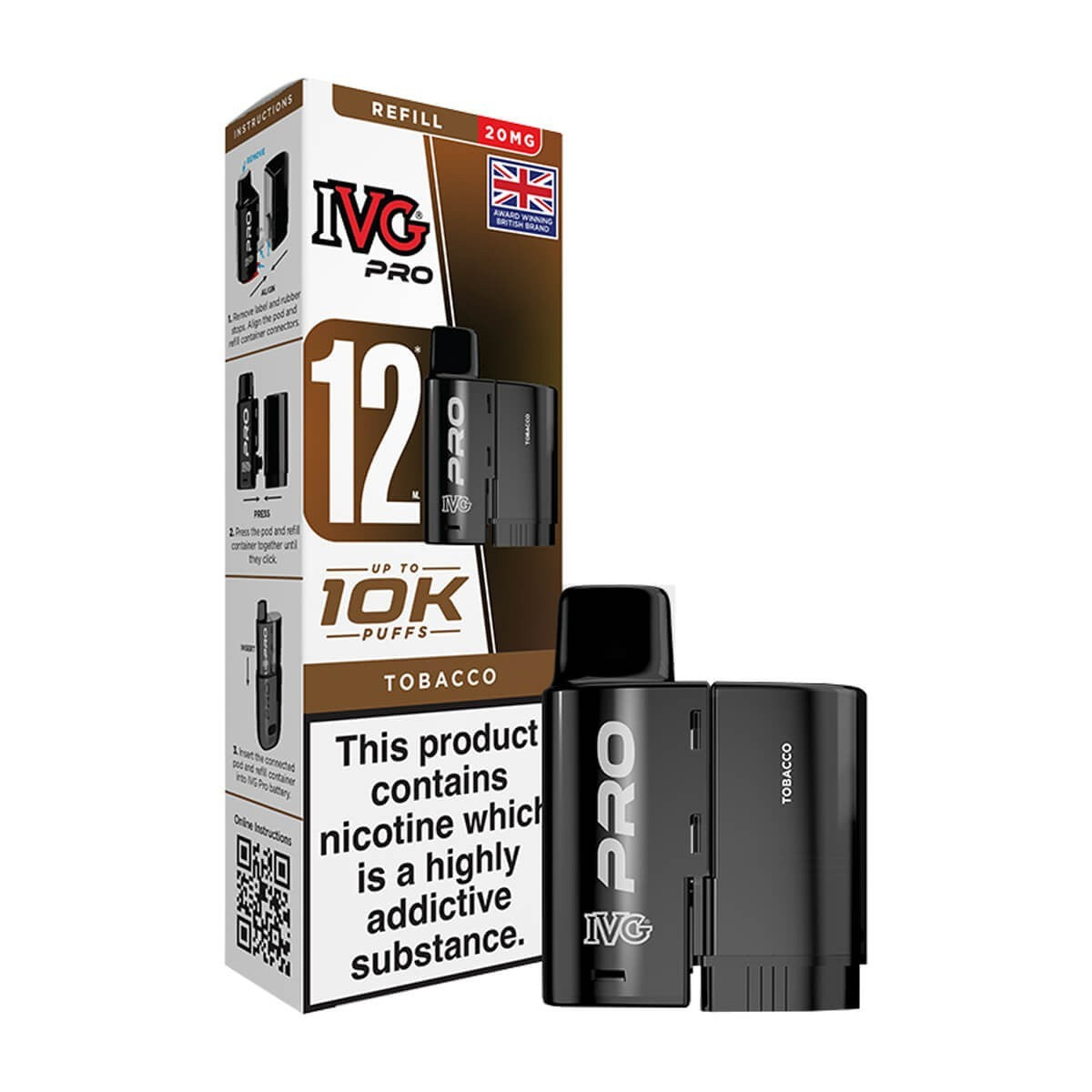 IVG Pro 12 Refill Pods | Prefilled Pods | 20mg E Cig | 10K Puffs Replacement Pod