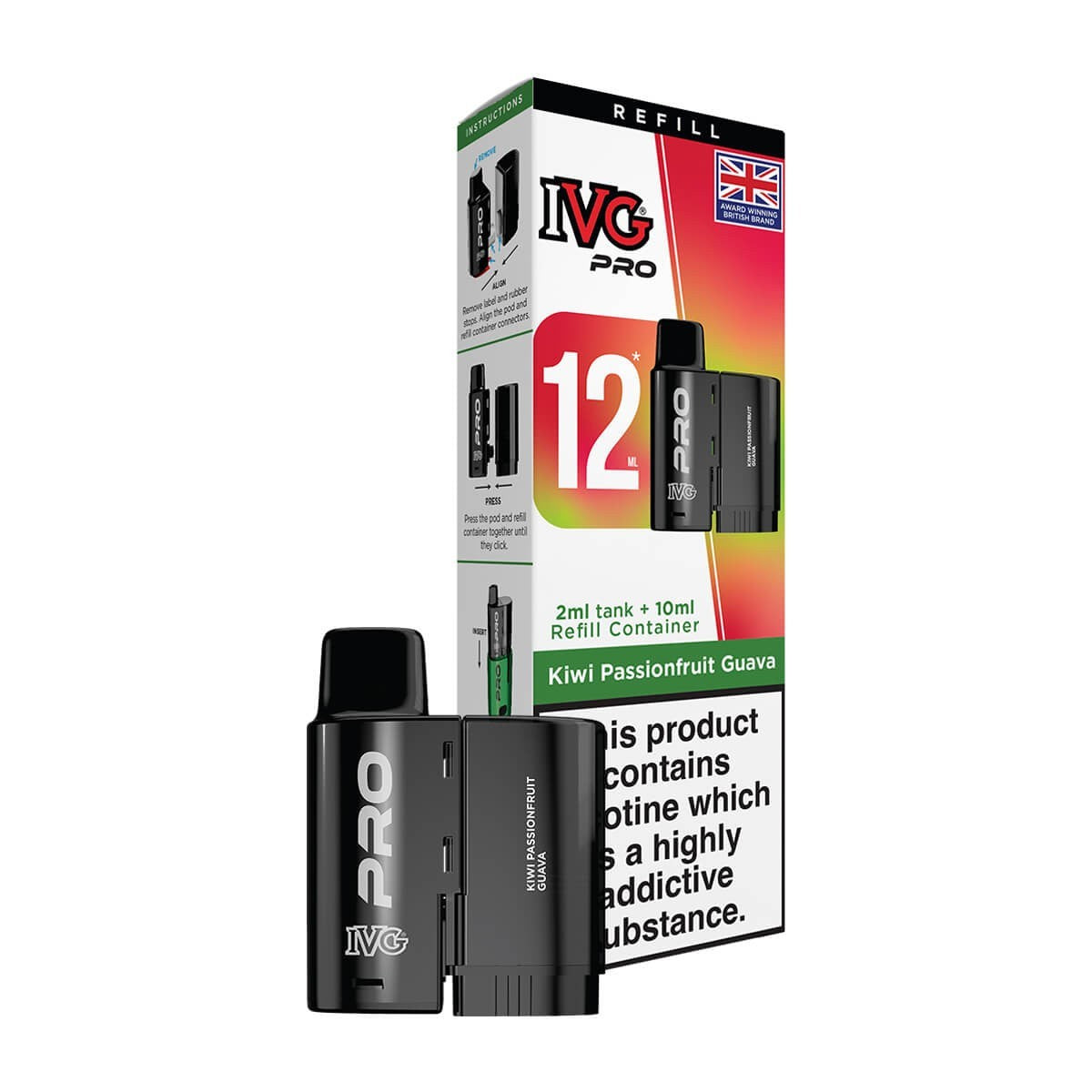 IVG Pro 12 Refill Pods | Prefilled Pods | 20mg E Cig | 10K Puffs Replacement Pod