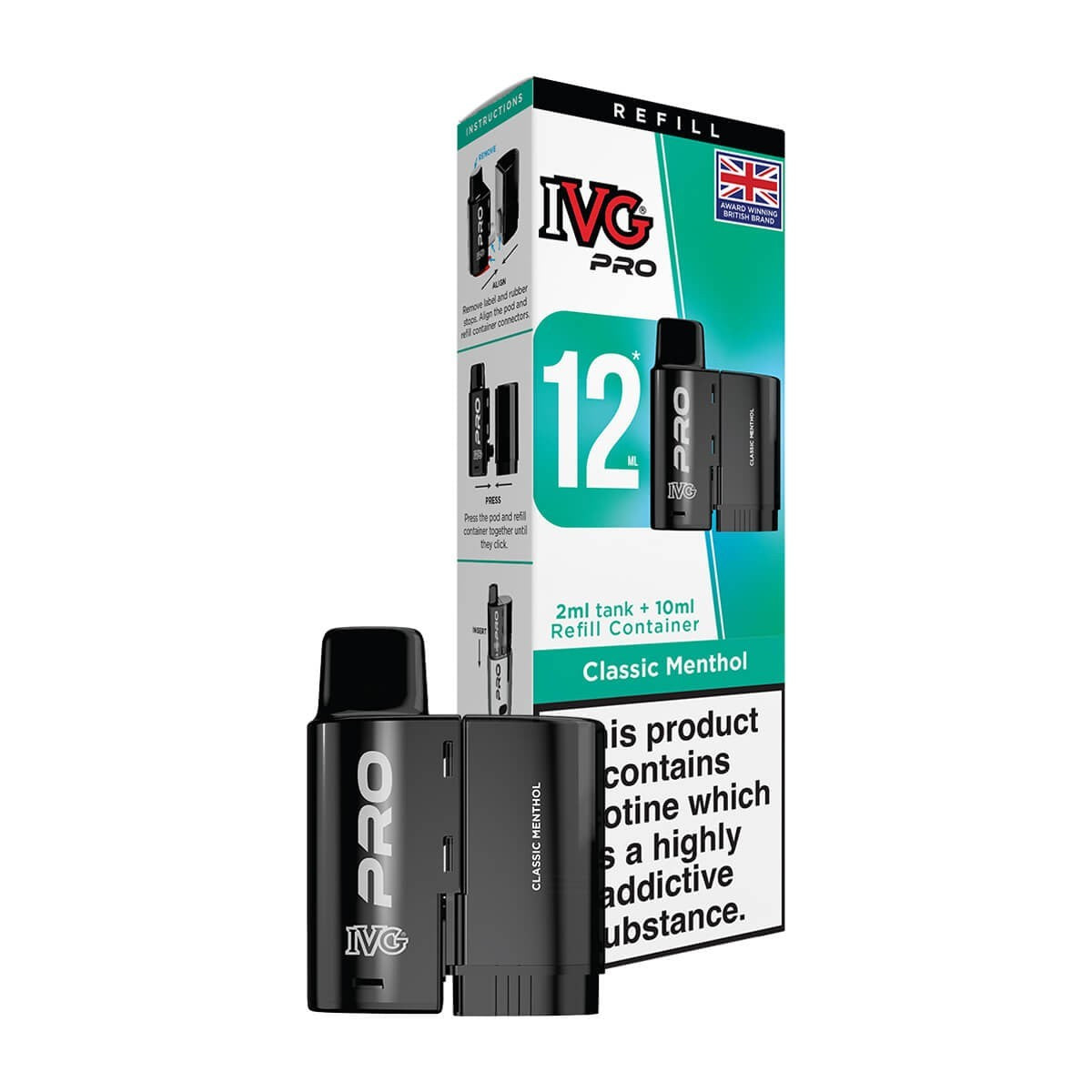 IVG Pro 12 Refill Pods | Prefilled Pods | 20mg E Cig | 10K Puffs Replacement Pod