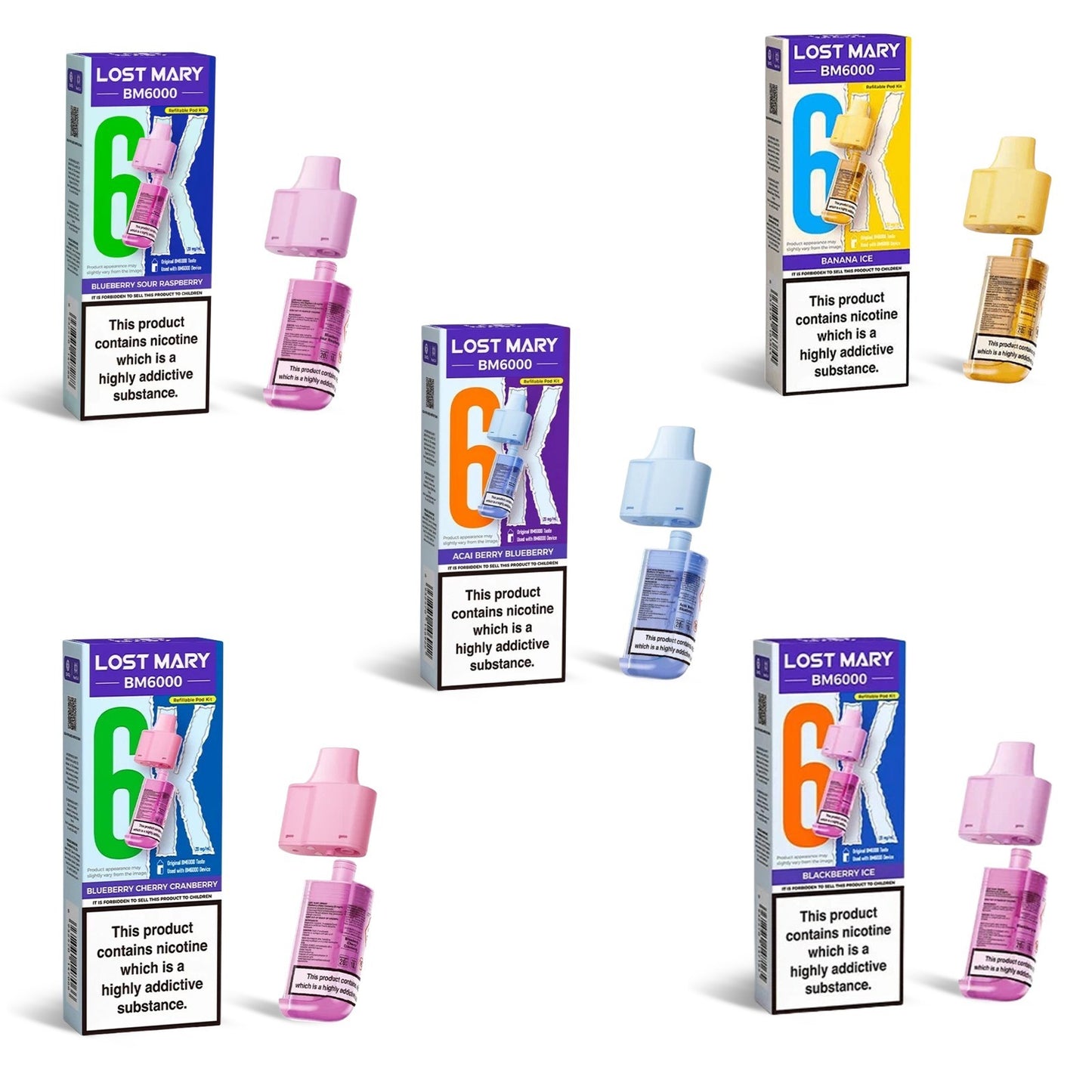 Lost Mary BM6000 Refill | Lost Mary BM6000 Replaceable Pods | 6K Puffs | 20mg |
