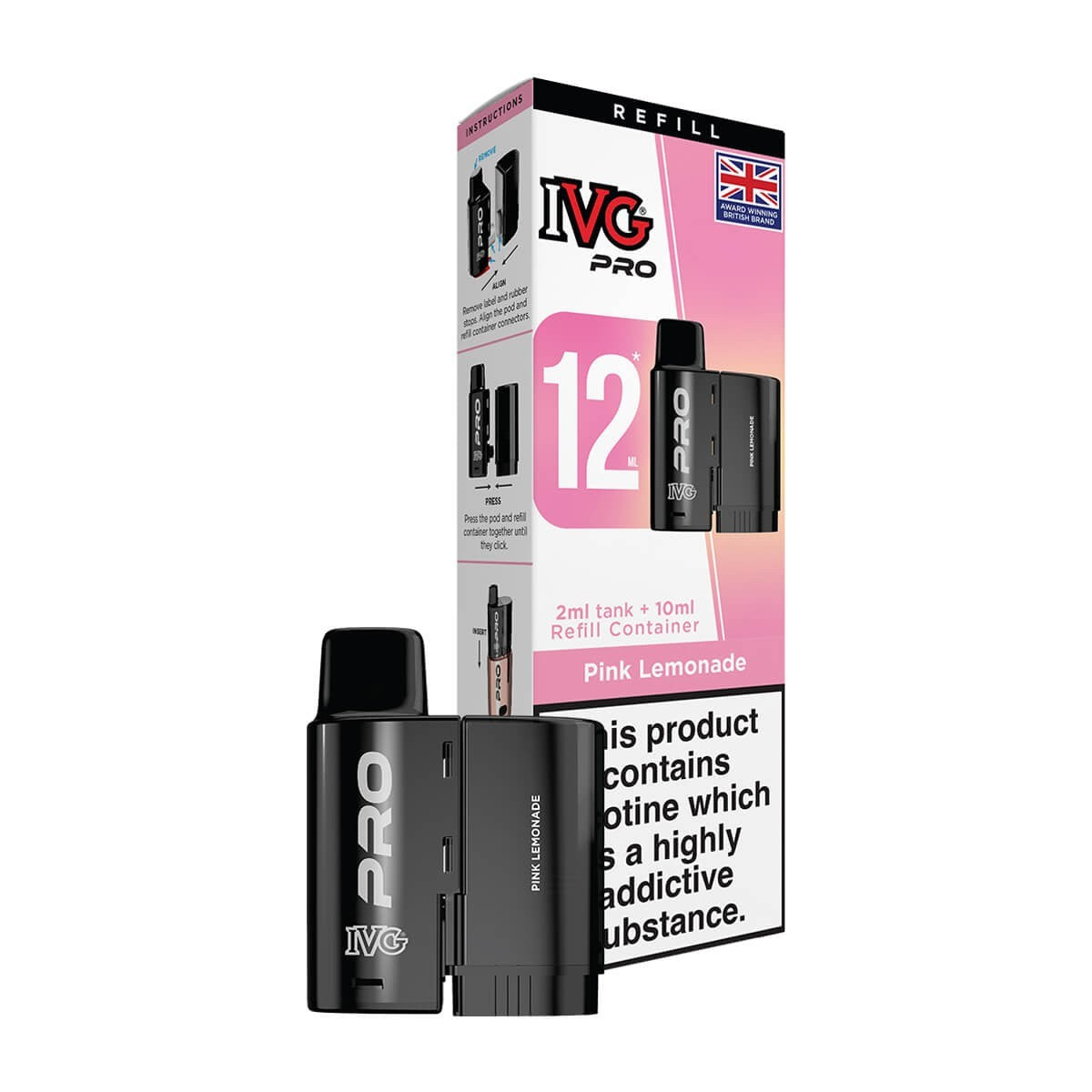IVG Pro 12 Refill Pods | Prefilled Pods | 20mg E Cig | 10K Puffs Replacement Pod