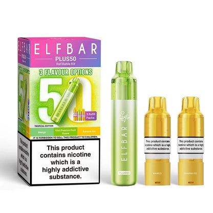 ElfBar Plus 50 Refill Kit | Rechargeable & Refillable | F9 | E-Cig | UK | 20mg