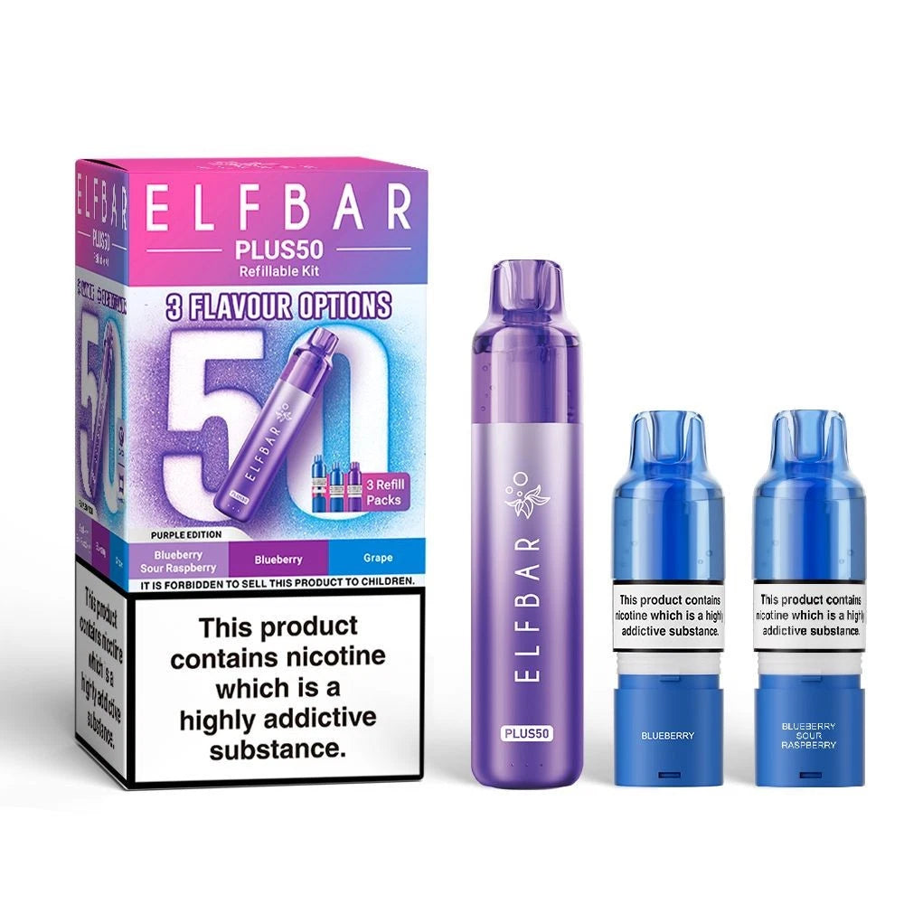 ElfBar Plus 50 Refill Kit | Rechargeable & Refillable | F9 | E-Cig | UK | 20mg