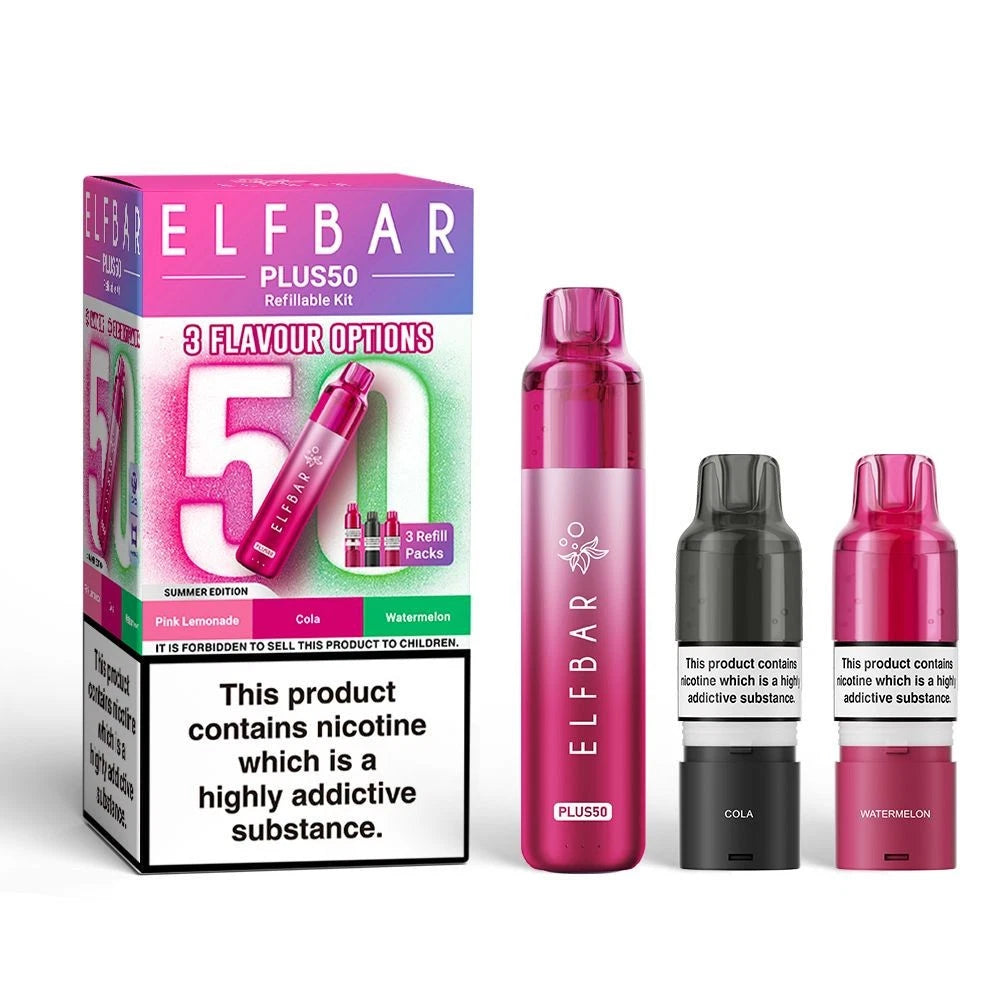 ElfBar Plus 50 Refill Kit | Rechargeable & Refillable | F9 | E-Cig | UK | 20mg