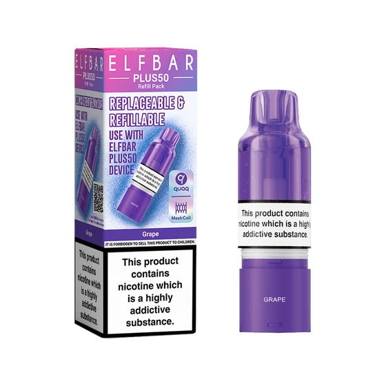 ElfBar Plus 50 Refill Kit | Rechargeable & Refillable | F9 | E-Cig | UK | 20mg
