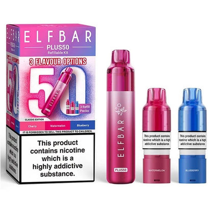 ElfBar Plus 50 Refill Kit | Rechargeable & Refillable | F9 | E-Cig | UK | 20mg