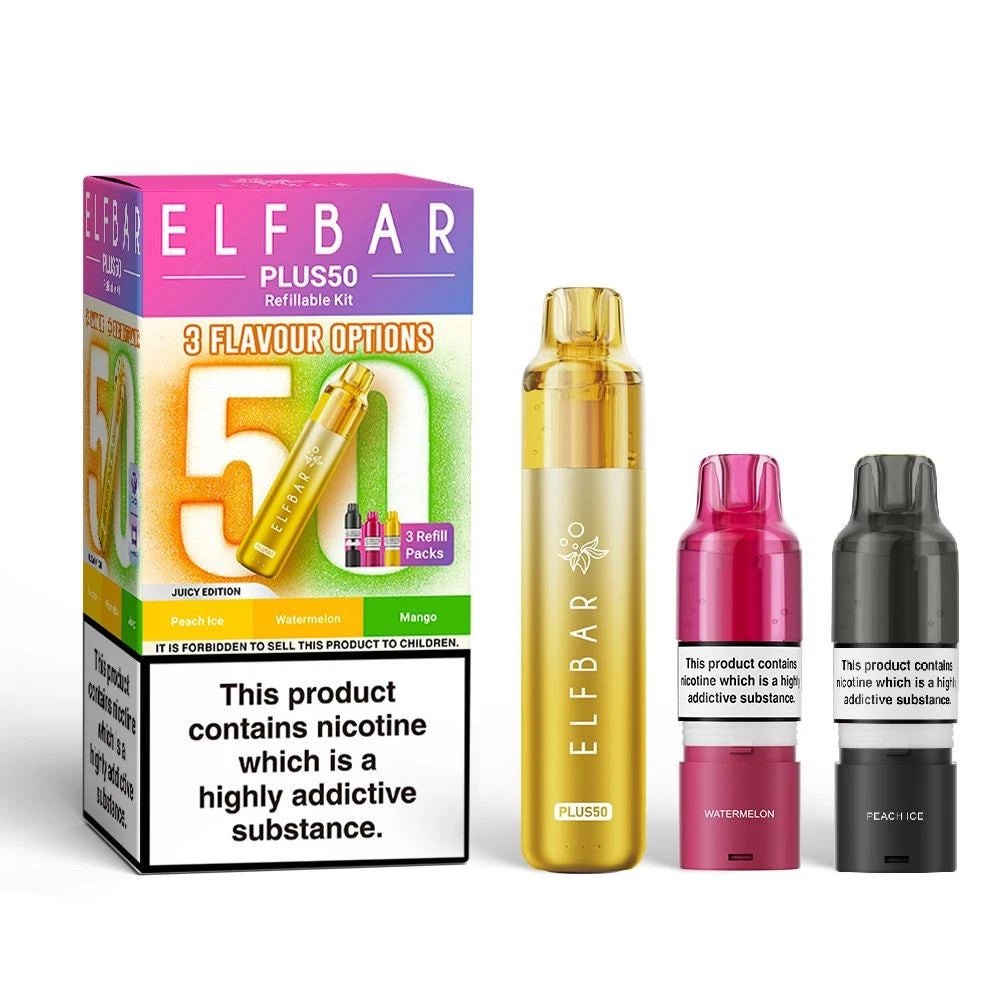 ElfBar Plus 50 Refill Kit | Rechargeable & Refillable | F9 | E-Cig | UK | 20mg