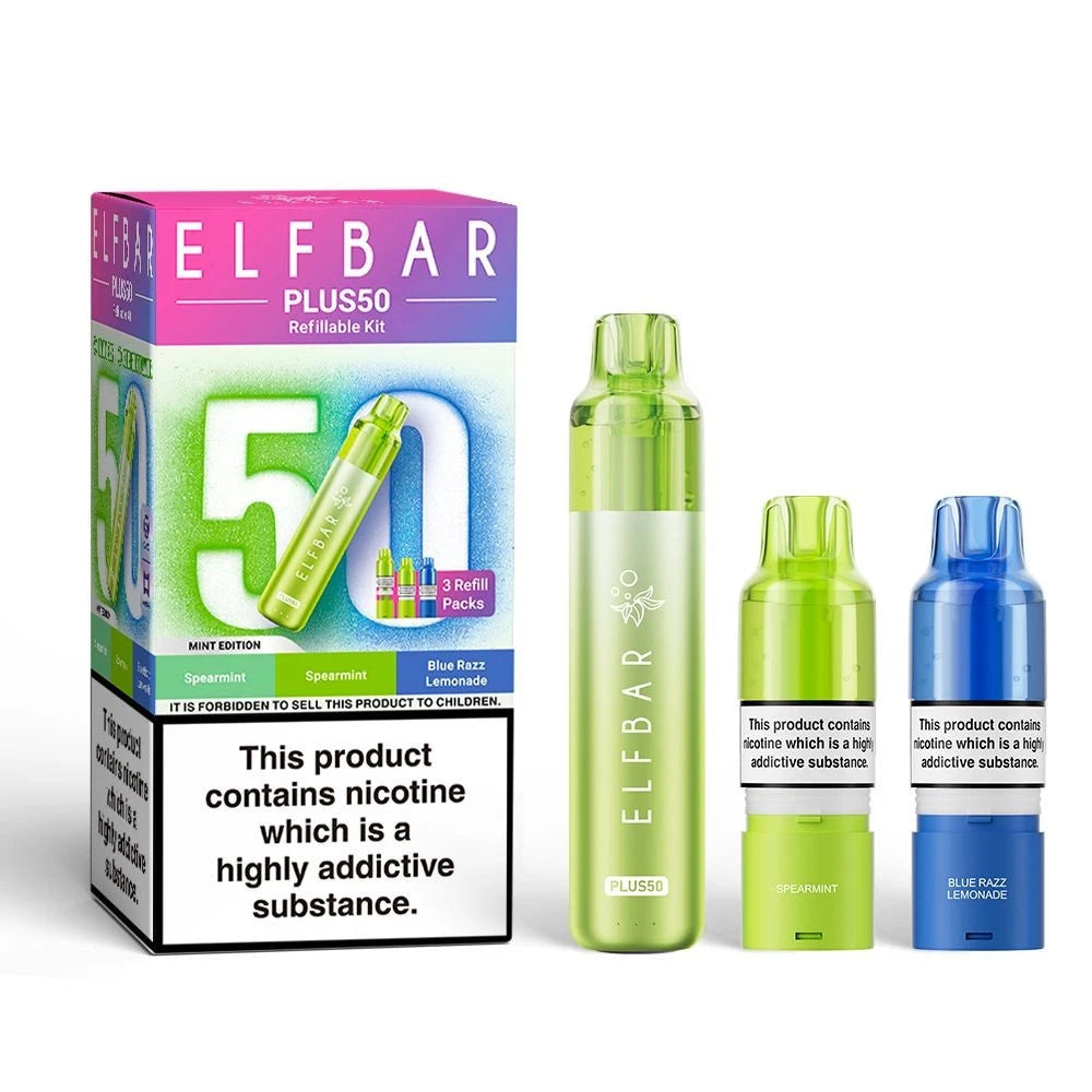 ElfBar Plus 50 Refill Kit | Rechargeable & Refillable | F9 | E-Cig | UK | 20mg