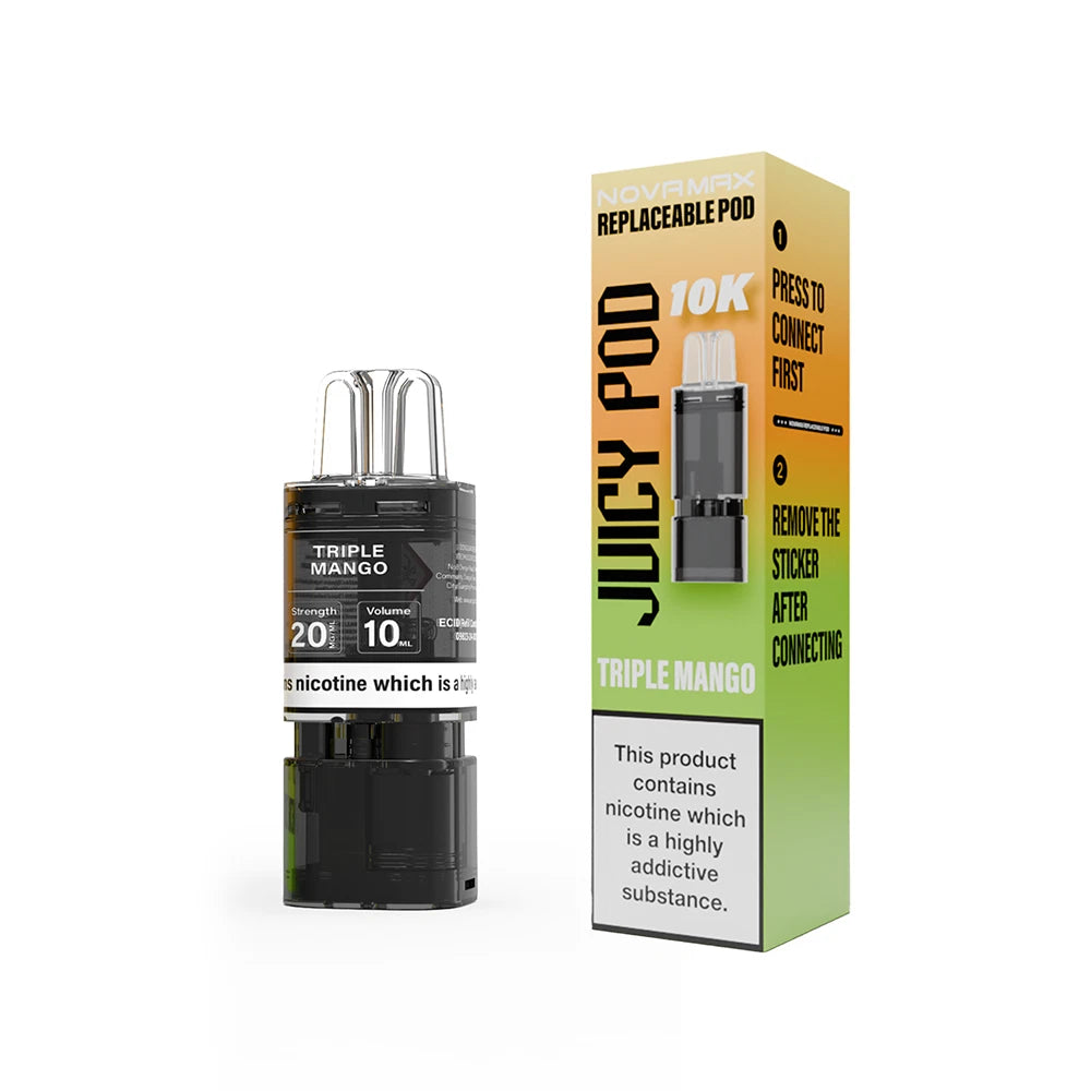 Juicy Pod NovaMax 10K Prefilled Vape Pod 10,000 Puffs, 2000mAh, Replaceable Pods
