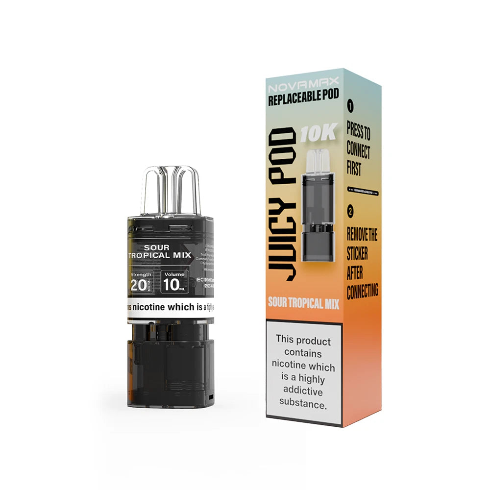 Juicy Pod NovaMax 10K Prefilled Vape Pod 10,000 Puffs, 2000mAh, Replaceable Pods