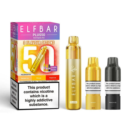 ElfBar Plus 50 Refill Kit | Rechargeable & Refillable | F9 | E-Cig | UK | 20mg