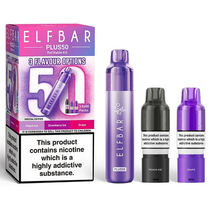ElfBar Plus 50 Refill Kit | Rechargeable & Refillable | F9 | E-Cig | UK | 20mg