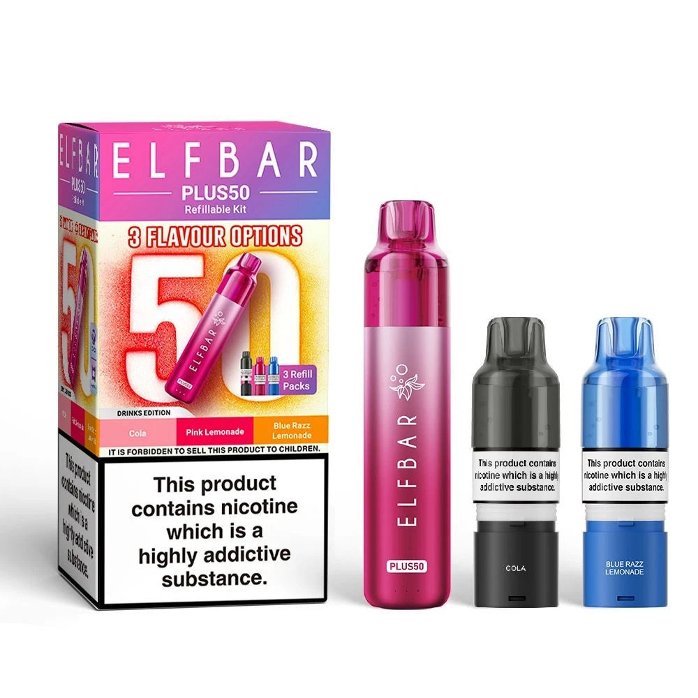 ElfBar Plus 50 Refill Kit | Rechargeable & Refillable | F9 | E-Cig | UK | 20mg